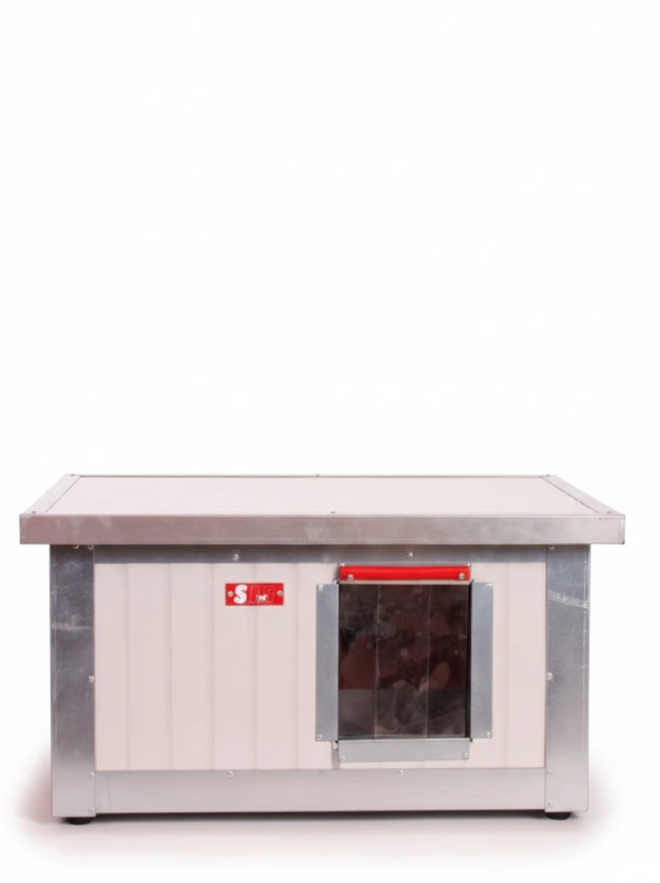 Zateplená búda pre mačku biela s panorama oknom 1