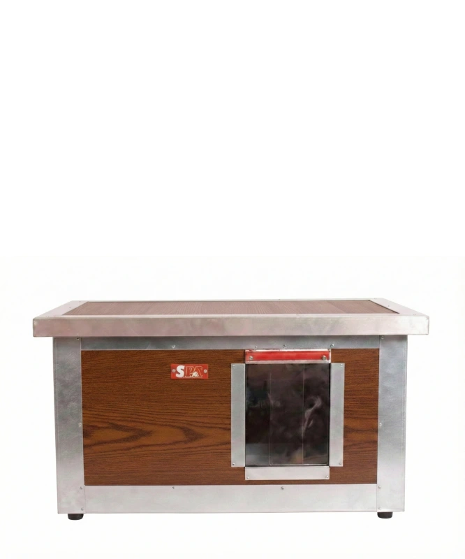 Zateplená búda pre mačku s panorama oknom (imitácia dreva) 1