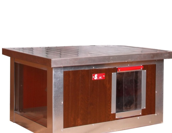 Zateplená búda pre mačku s panorama oknom (imitácia dreva)