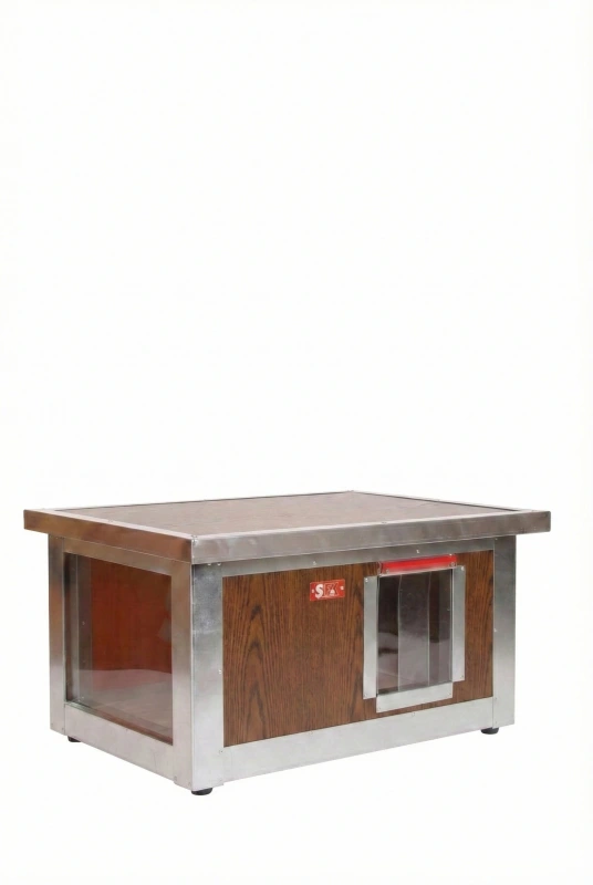 Zateplená búda pre mačku s panorama oknom (imitácia dreva)